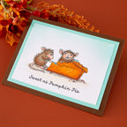 Spellbinders House Mouse Sweet as Pumpkin Pie Cling Stamp Set rsc-079  mice with spoons eating pie