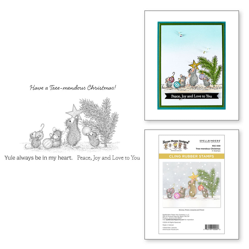 Spellbinders House Mouse Tree-mendous Christmas Cling Stamps rsc-059