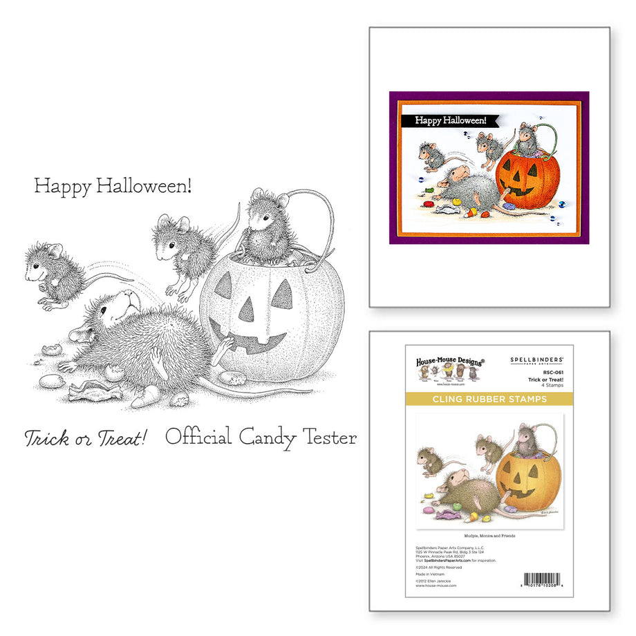 Spellbinders House Mouse Sweet Birthday Cling Rubber Stamp Set - Summer Fun Collection, Cake & Sentiments