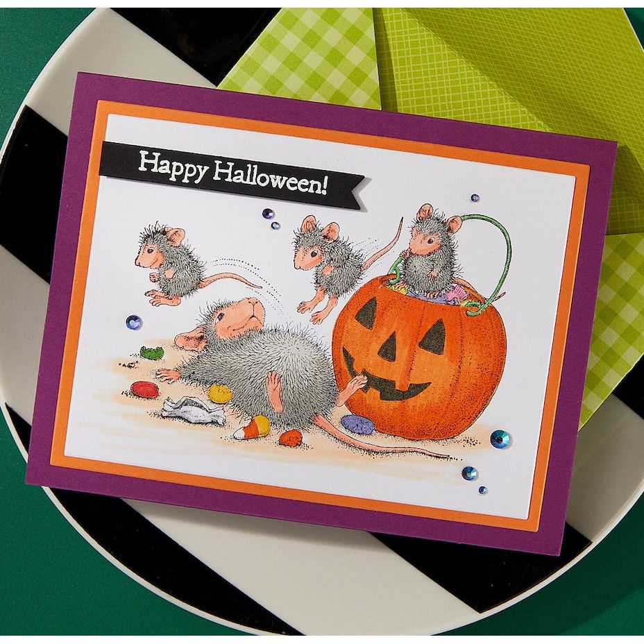 Spellbinders House Mouse Trick or Treat Cling Stamps rsc-061 candy