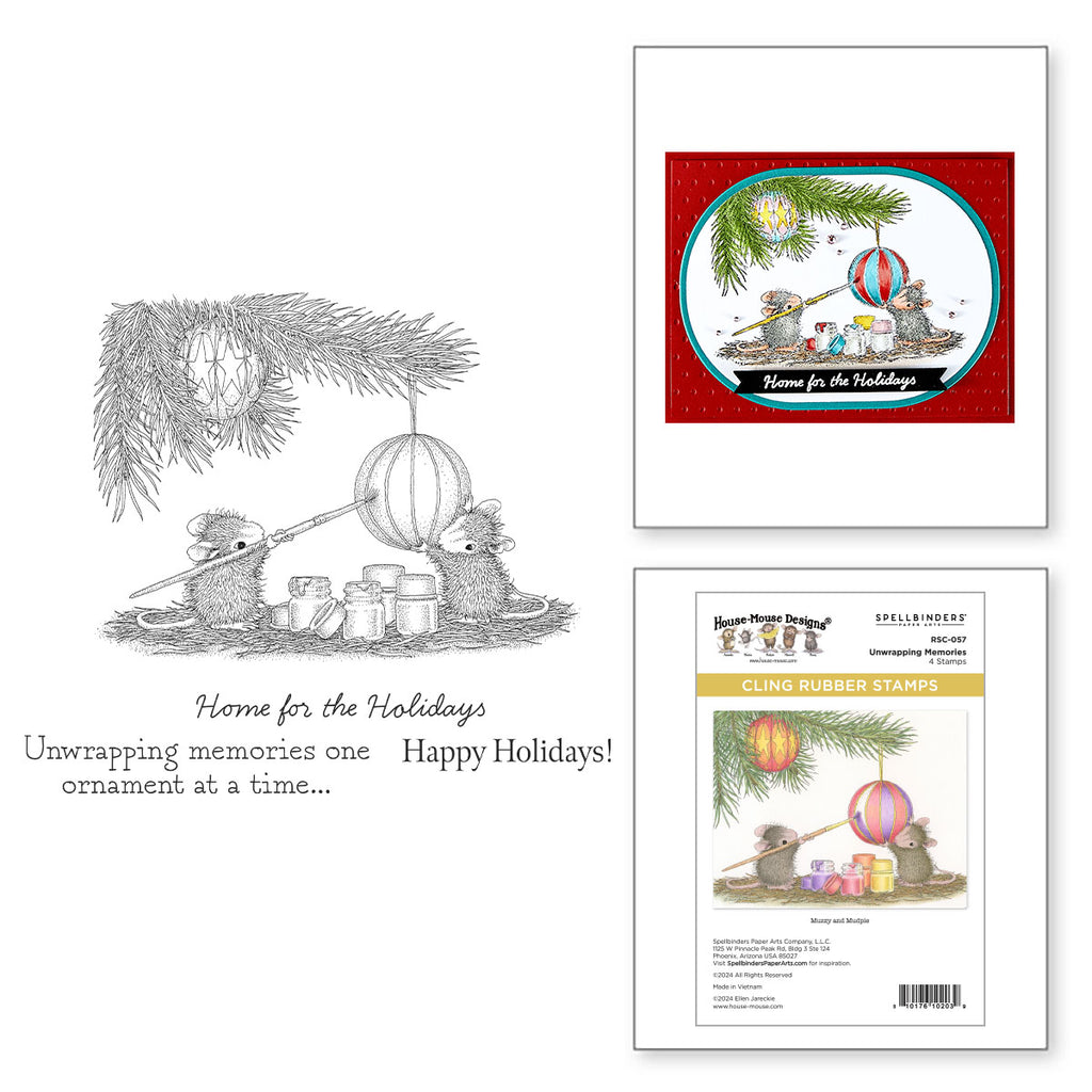 Spellbinders House Mouse Unwrapping Memories Cling Stamps rsc-057