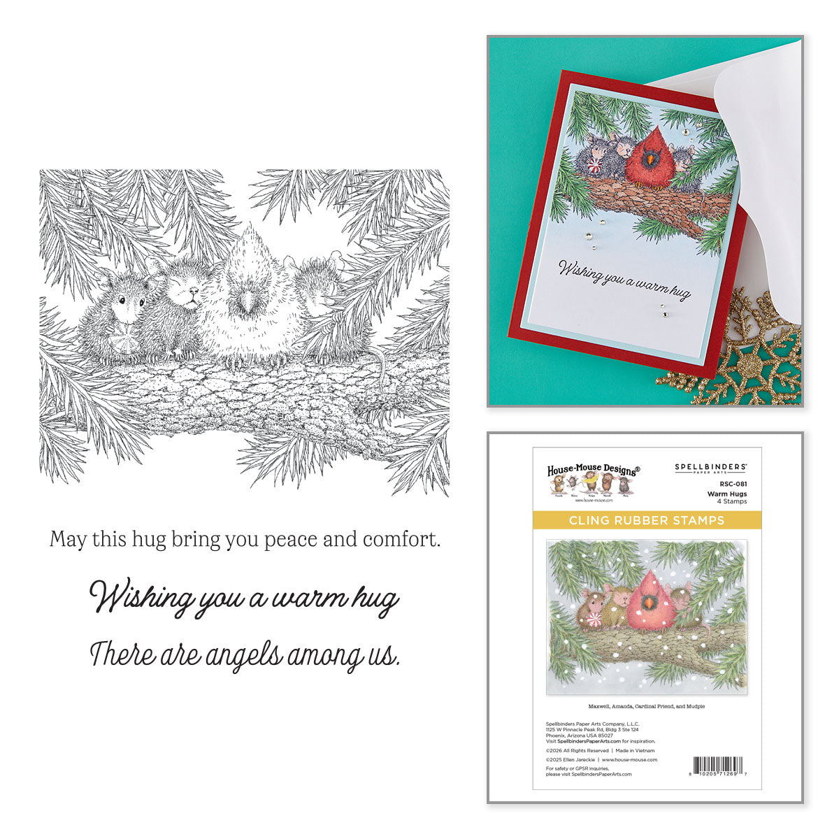 Spellbinders House Mouse Warm Hugs Cling Stamp Set rsc-081