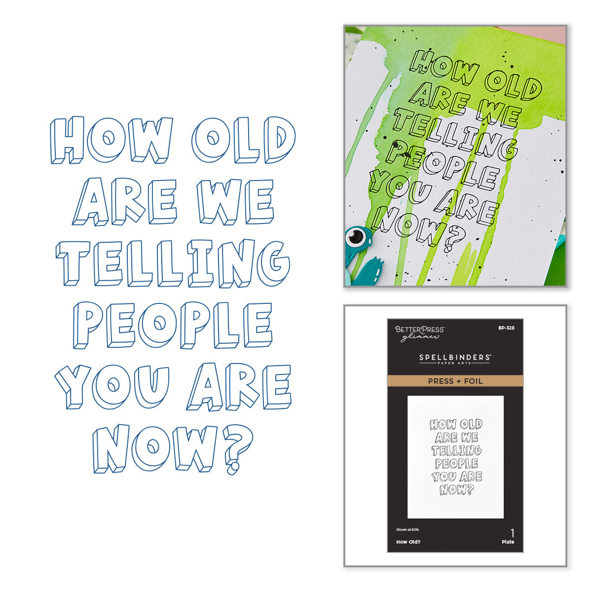 Spellbinders How Old? Press and Foil Plate bp-328
