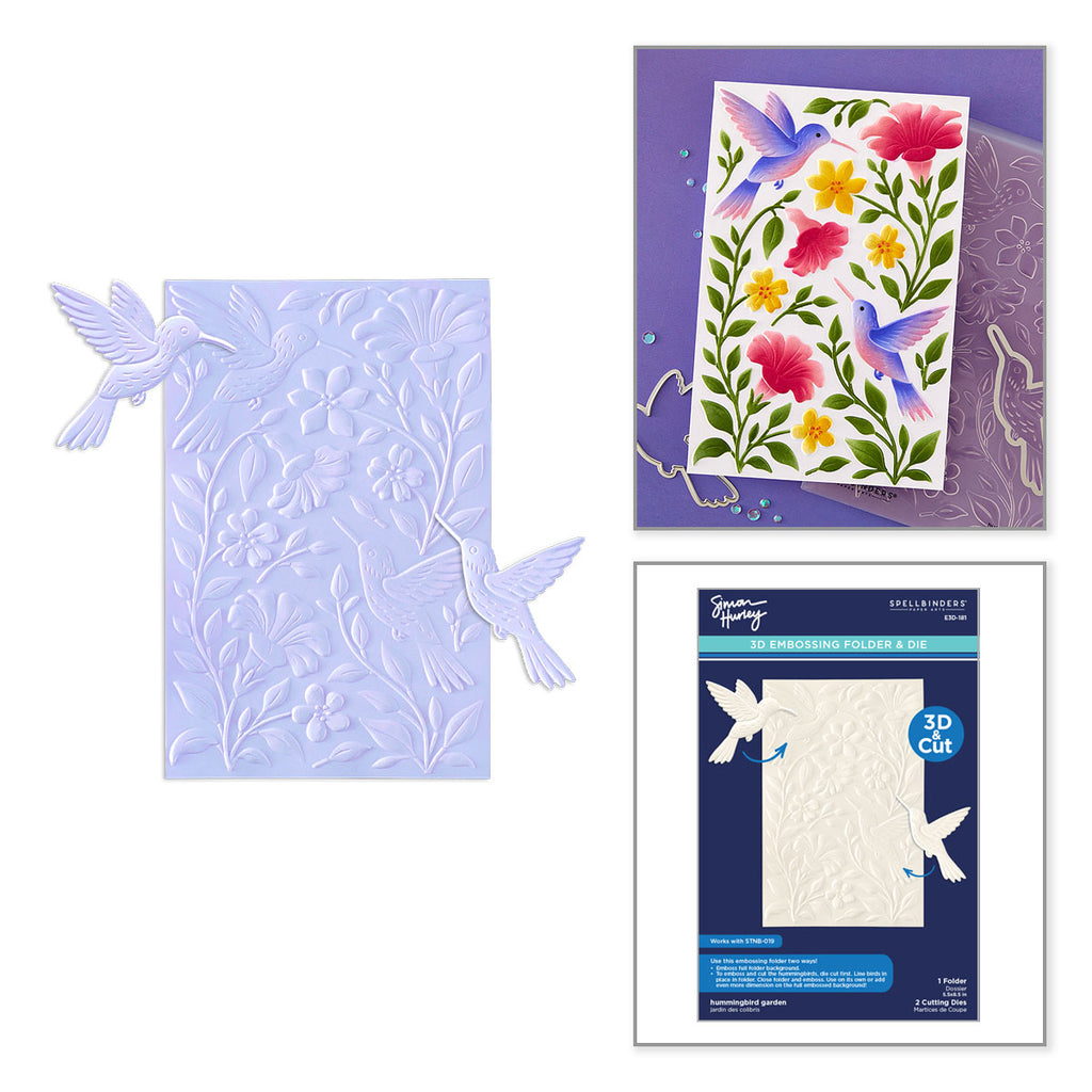 Spellbinders Hummingbird Garden 3D Embossing Folder and Die Set e3d-181