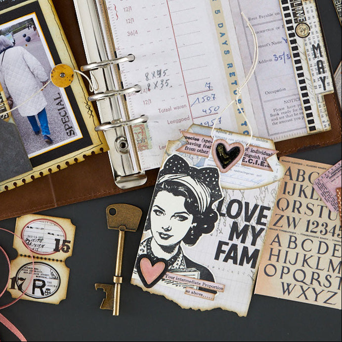 Spellbinders ING Words Stamp and Die Set sds-232 love my fam heart tag