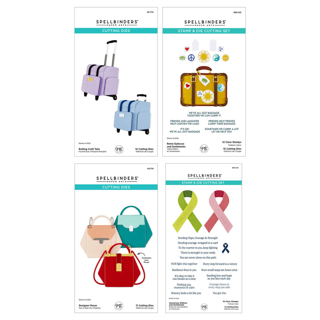 Spellbinders I Want It All We All Have Baggage Collection Stamp and Die Bundle