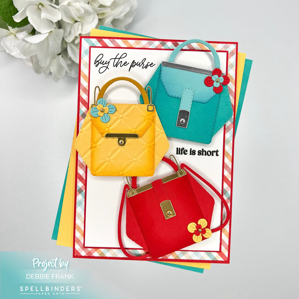 Spellbinders I Want It All We All Have Baggage Collection Stamp and Die Bundle pretty purses | color-code:AT01