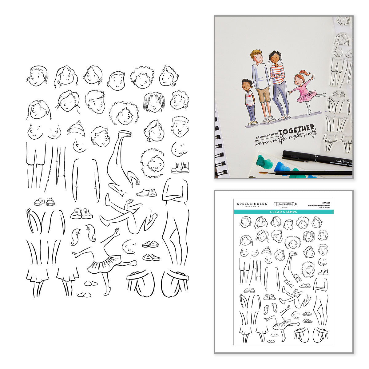 Spellbinders Illustrated Boys and Girls Clear Stamp Set stp-285