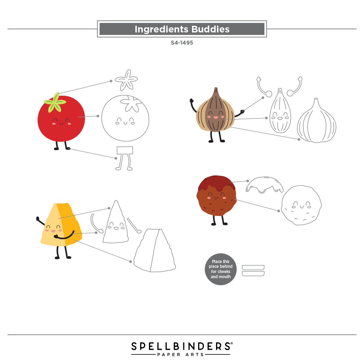 Spellbinders Ingredients Buddies Etched Dies s4-1495 assembly