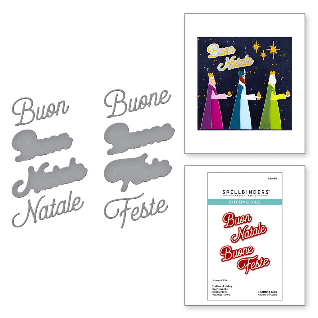 Spellbinders Italian Holiday Sentiments Etched Dies s2-454