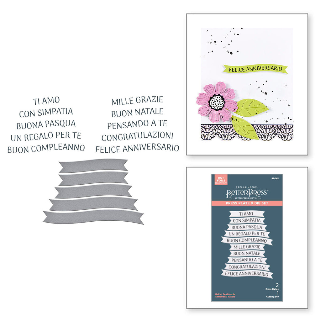 Spellbinders Italian Sentiments BetterPress Plate and Die Set bp-265