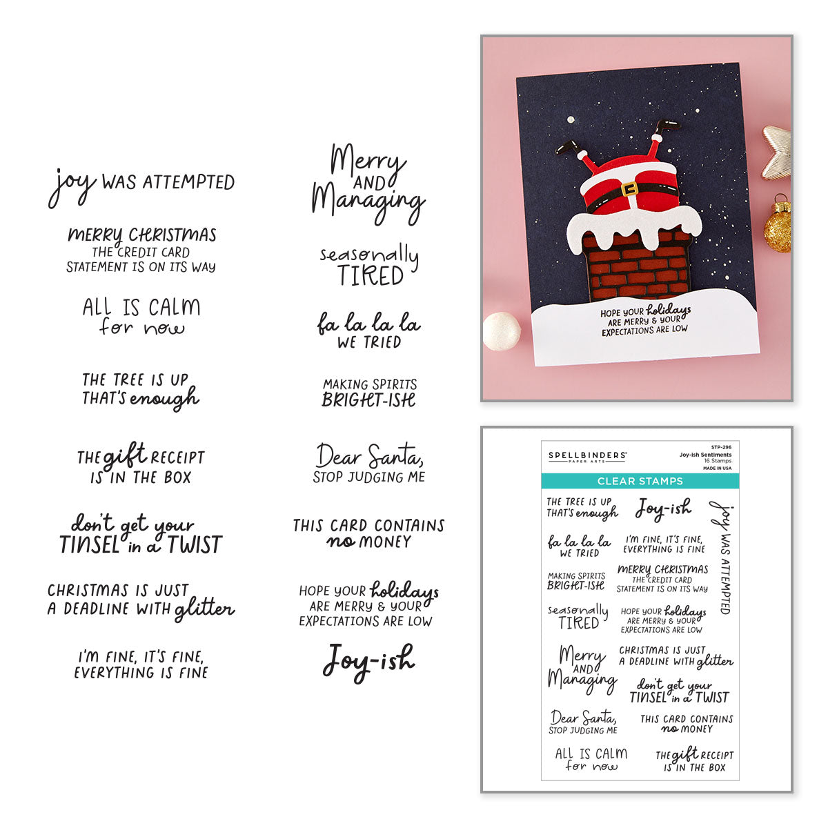 Spellbinders Joy-ish Sentiments Clear Stamp Set stp-296