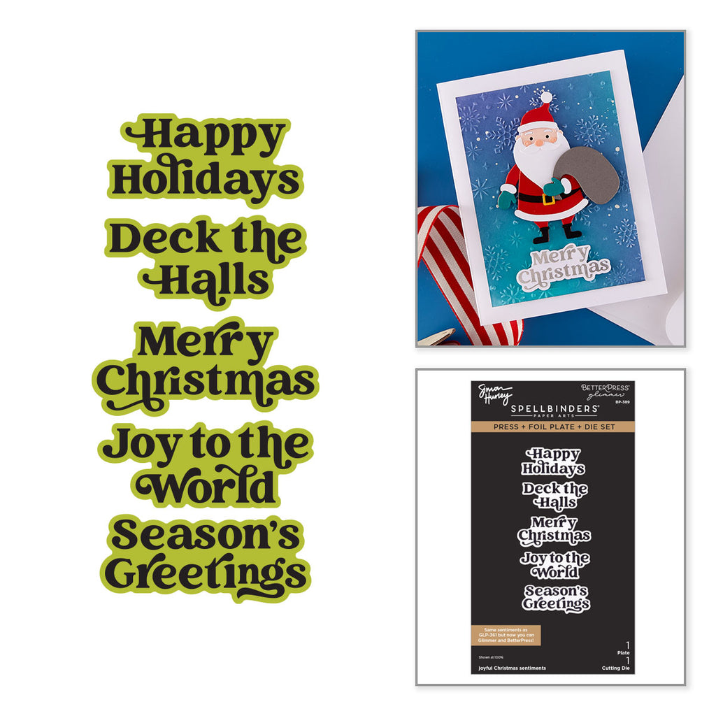 Spellbinders Joyful Christmas Sentiments Press and Foil Plate and Die Set bp-389