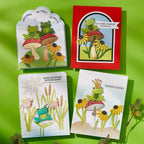 Spellbinders Jump For Joy Stamp, Die and Stencil Bundle cards