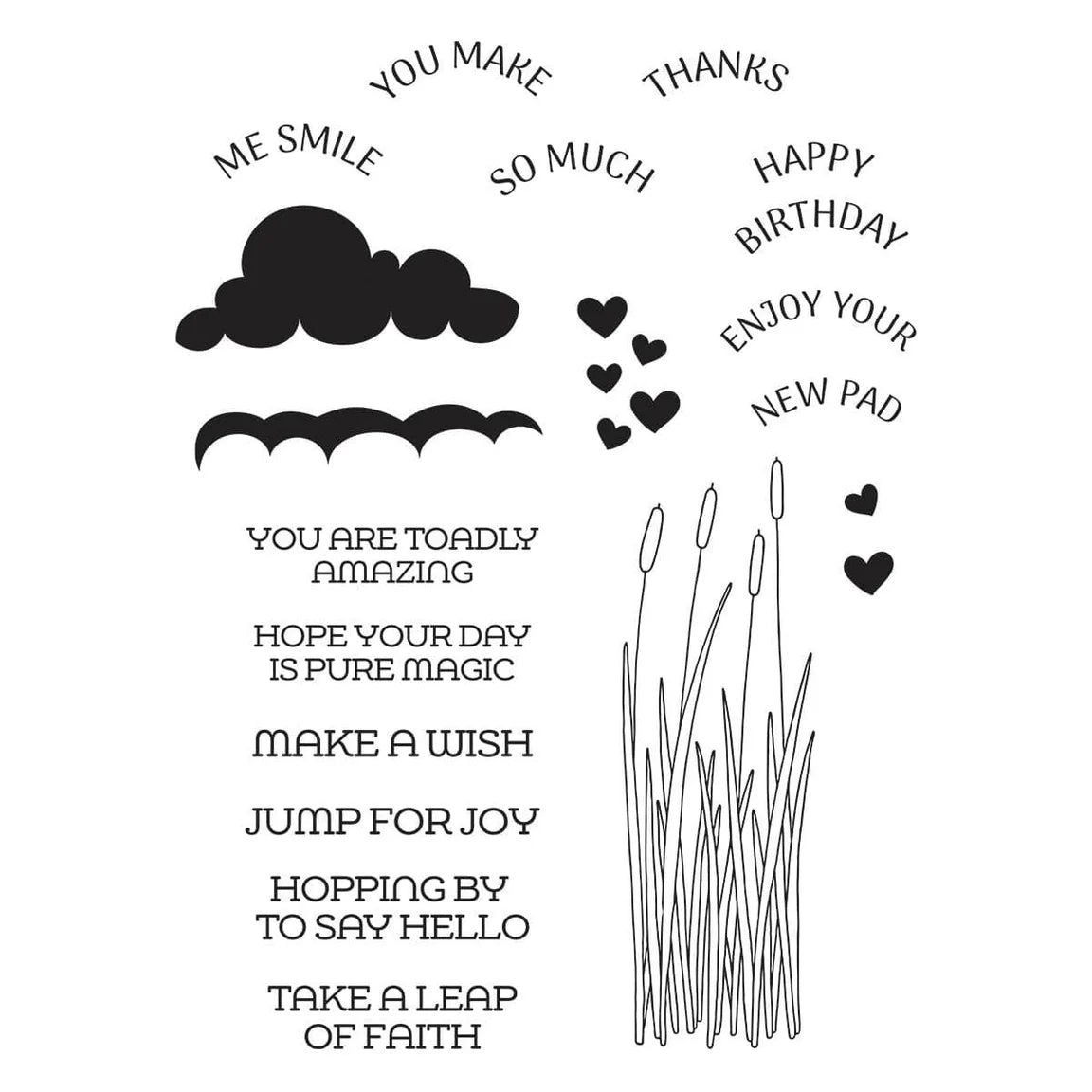 Spellbinders Jump for Joy Sentiments Clear Stamps stp-239 sentiments