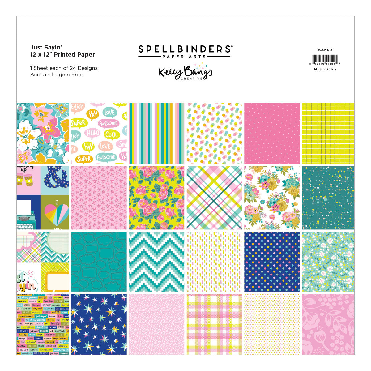 Spellbinders Just Sayin 12x12 Printed Paper Pack scsp-013