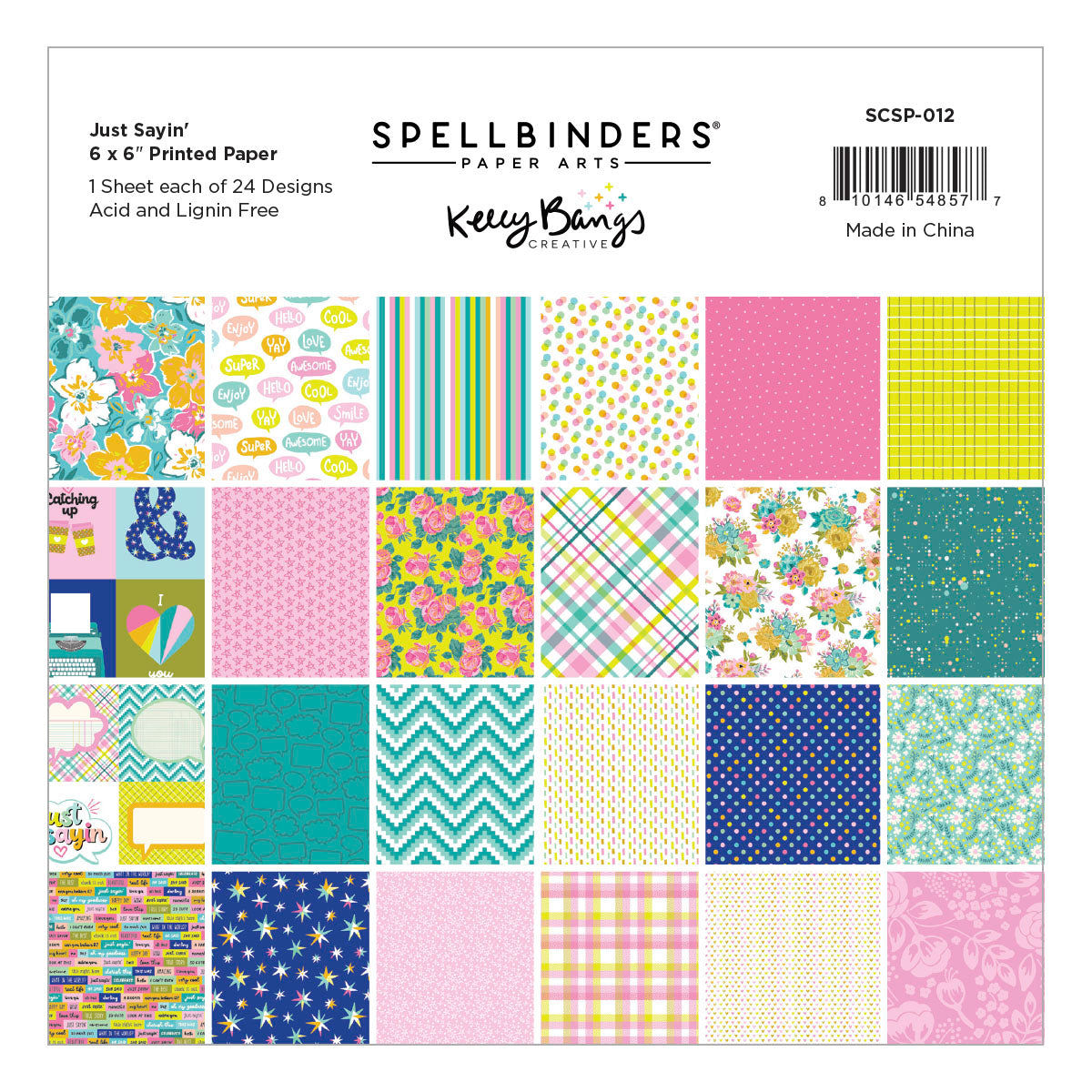 Spellbinders Just Sayin 6x6 Printed Paper Pack scsp-012