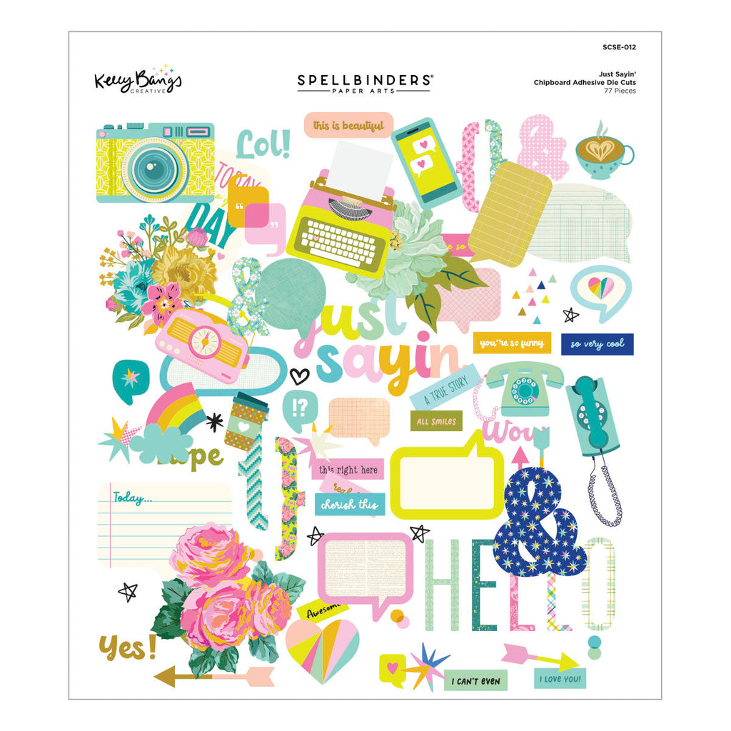 Spellbinders Just Sayin Chipboard Die Cuts scse-012 package