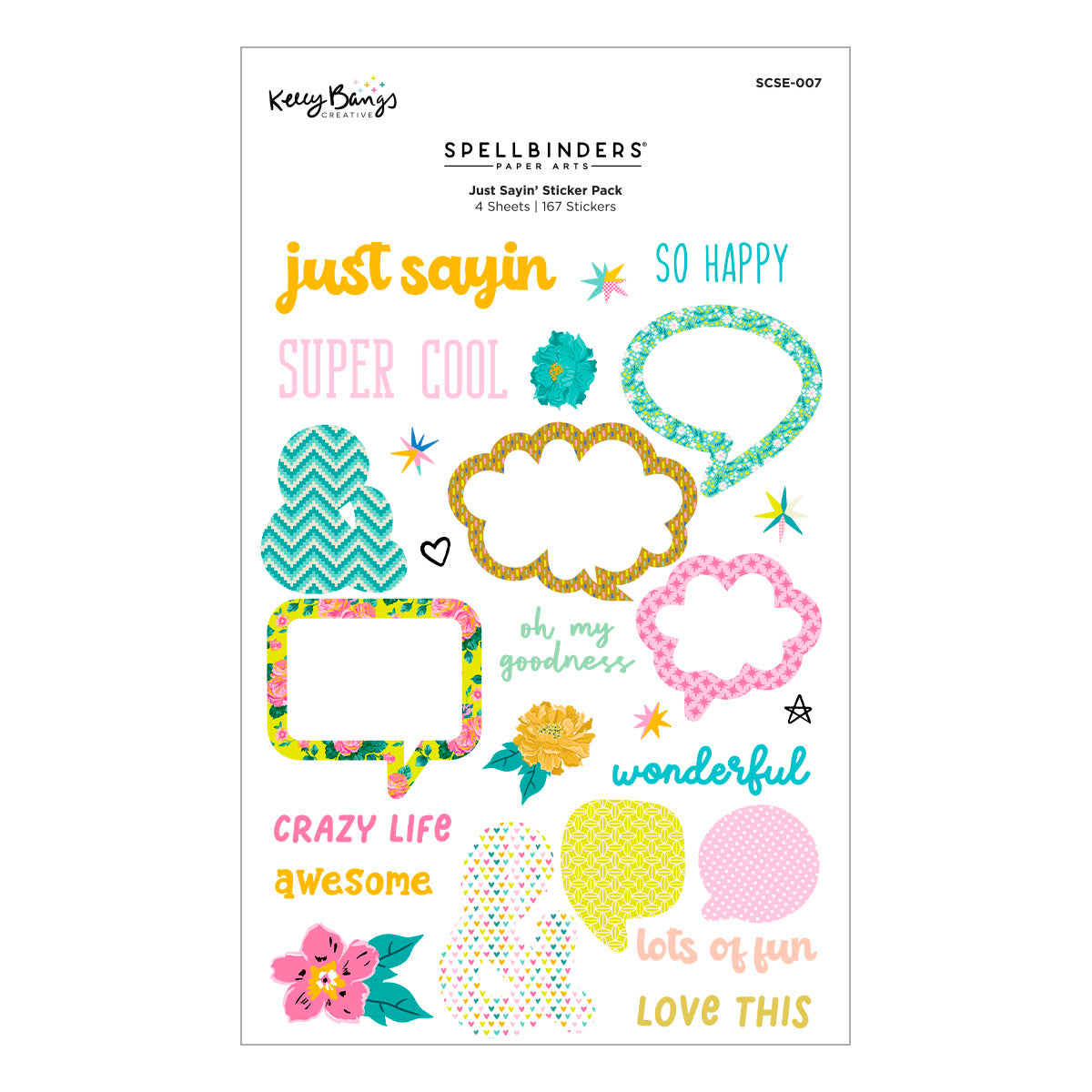 Spellbinders Just Sayin Sticker Pack scse-007 package