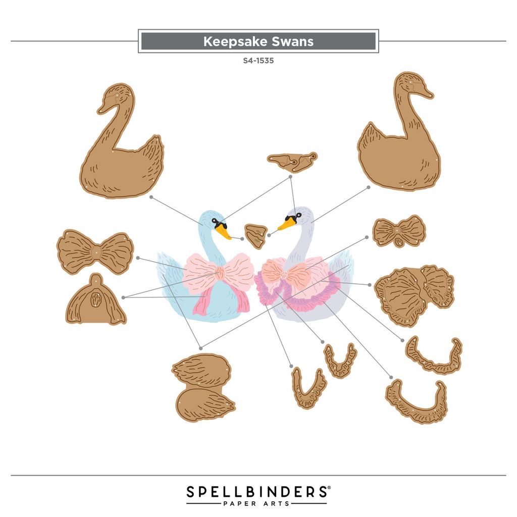 Spellbinders Keepsake Swans Etched Dies s4-1535 assembly guide