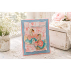 Spellbinders Keepsake Swans Etched Dies s4-1535 pink bows happy birthday card