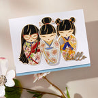 Spellbinders Kokeshi Dolls BetterPress Plate and Die Set bp-291 hello