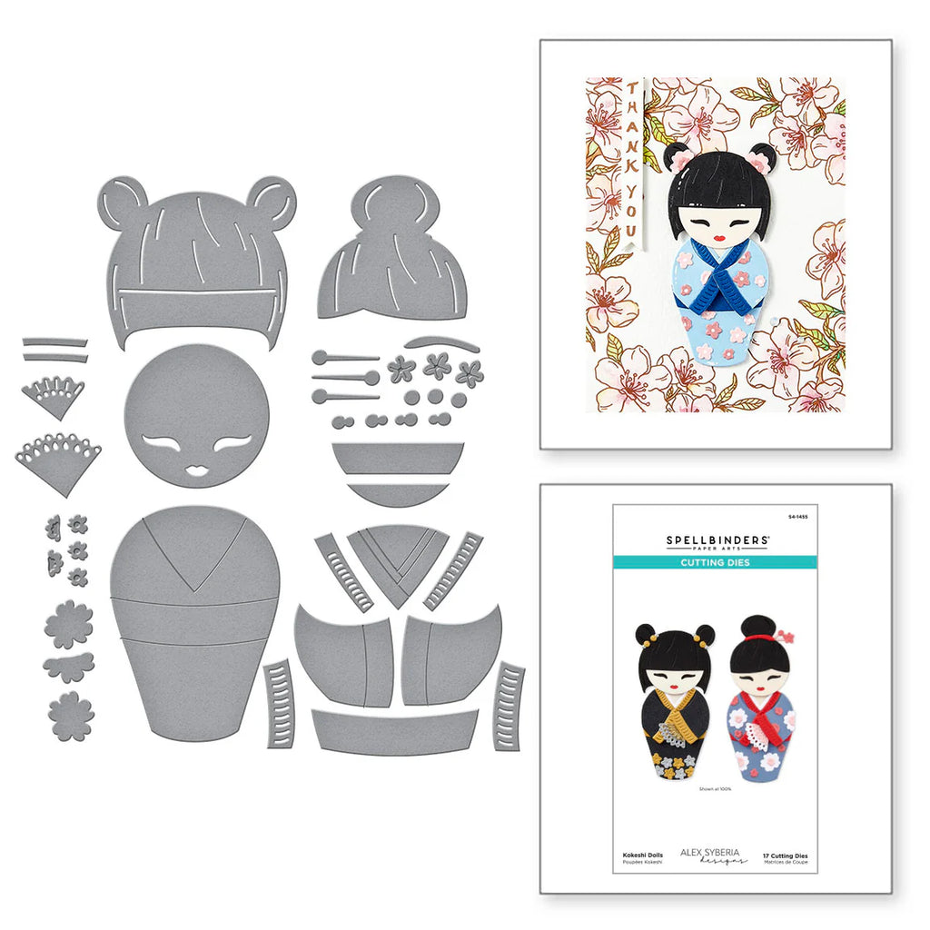 Spellbinders Kokeshi Dolls Etched Dies s4-1455