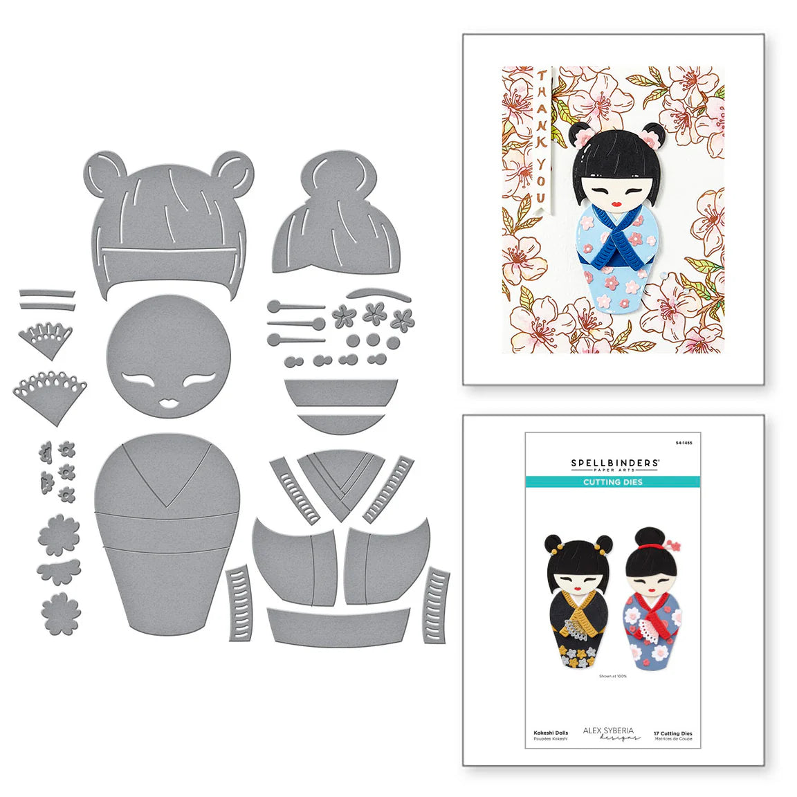 Spellbinders Kokeshi Dolls Etched Dies s4-1455