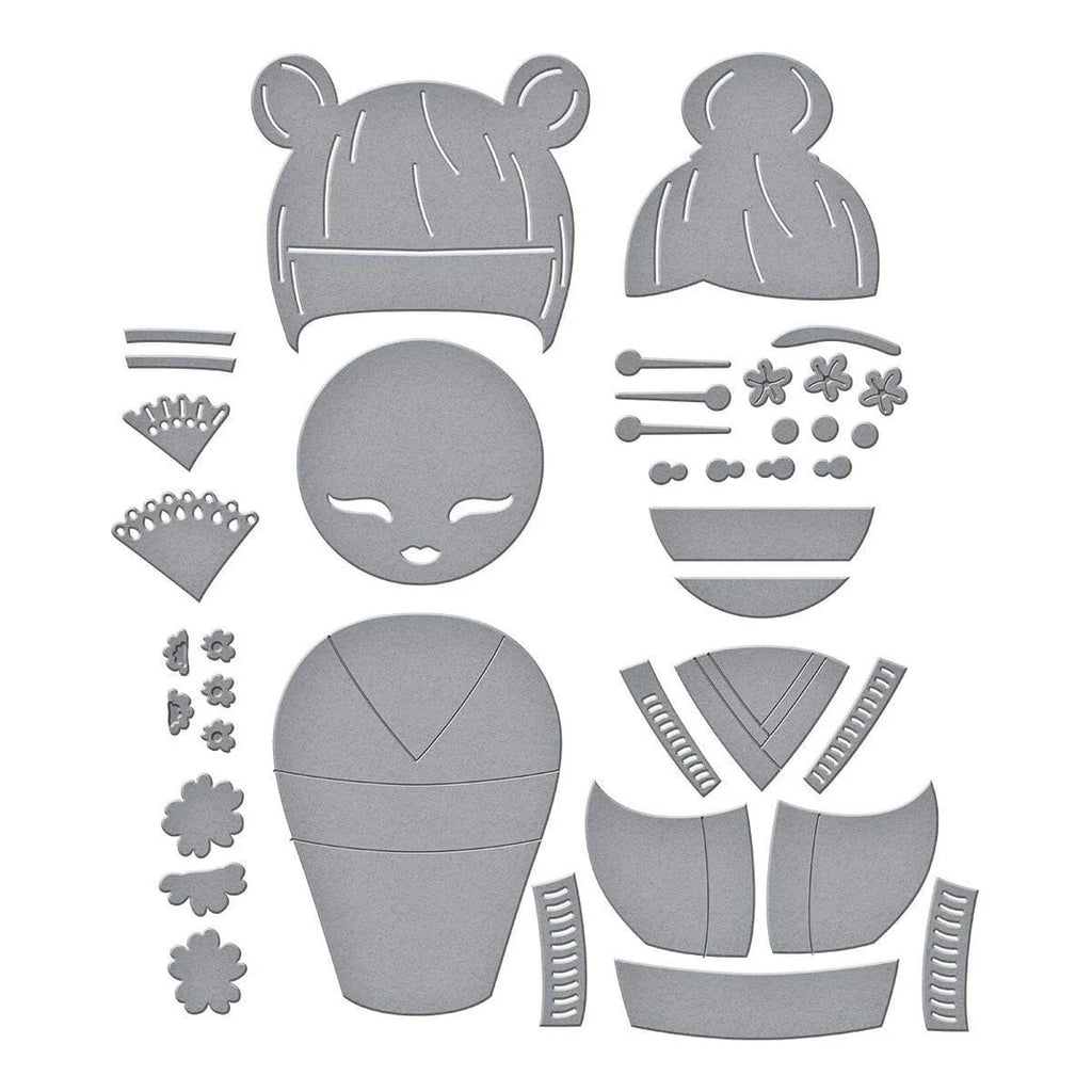 Spellbinders Kokeshi Dolls Etched Dies s4-1455 pieces
