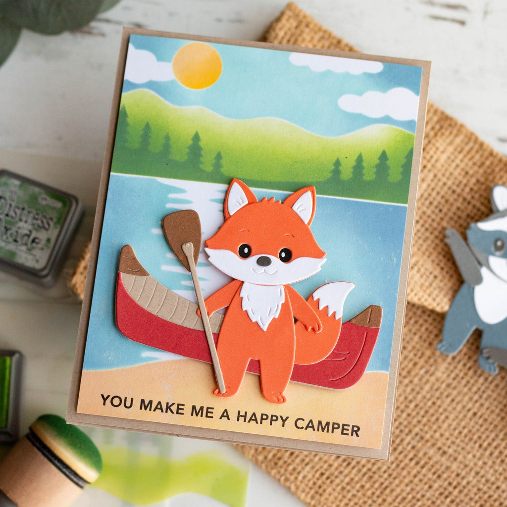 Spellbinders Lakeside Memories Layered Stencil stn-121 happy camper