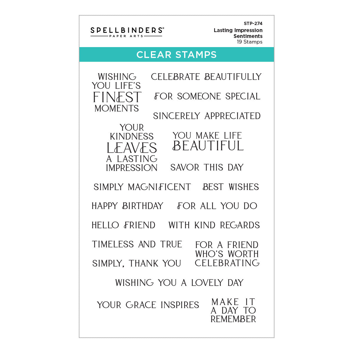 Spellbinders Lasting Impressions Clear Stamp Set stp-274
