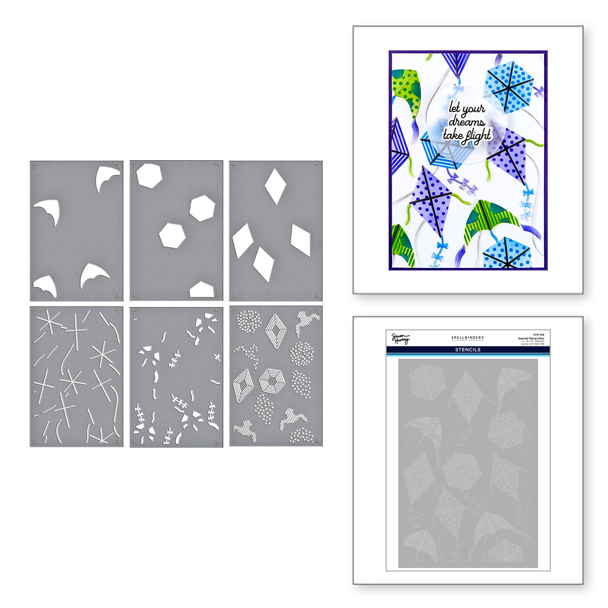 Spellbinders Layered Flying Kites Stencil stn-108