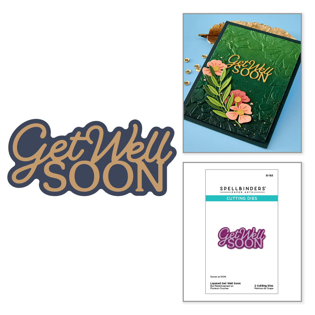 Spellbinders Layered Get Well Soon Etched Dies s1-183