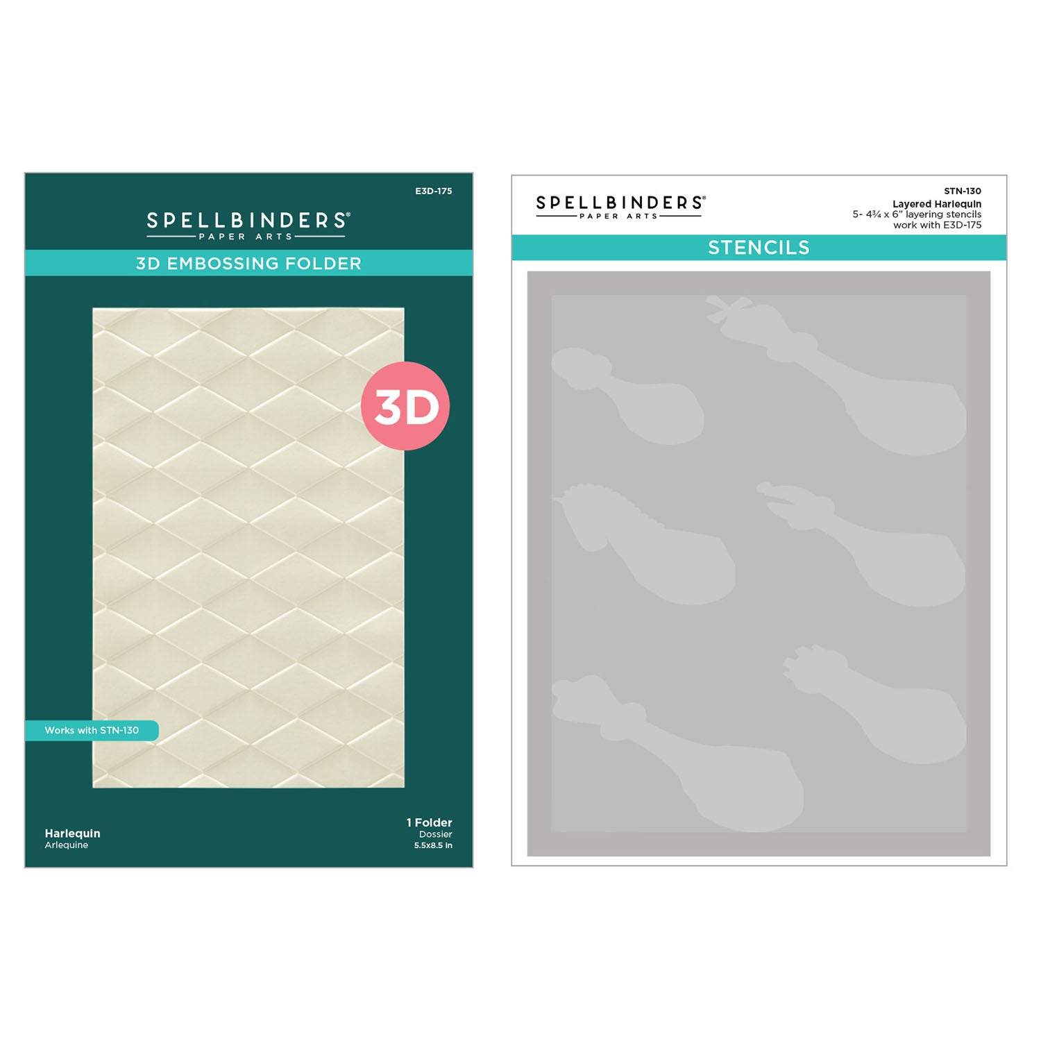 Spellbinders Layered Harlequin 3D Embossing Folder and Stencil Bundle
