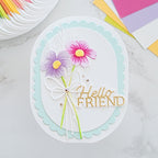 Spellbinders Layered Hello Friend Etched Dies s1-184 purple flower