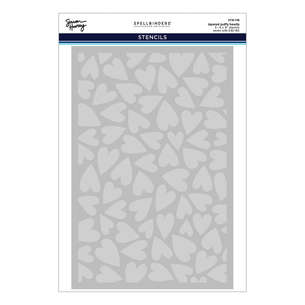 Spellbinders Layered Puffy Hearts Stencil stn-118
