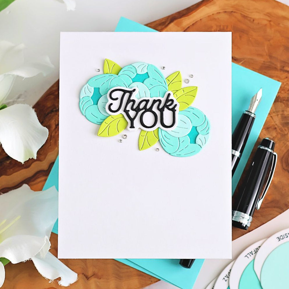 Spellbinders Layered Thank You Etched Dies s1-185 blue flower