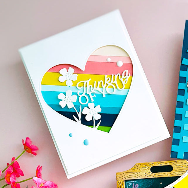 Spellbinders Layered Thinking of You Etched Dies s1-186 rainbow