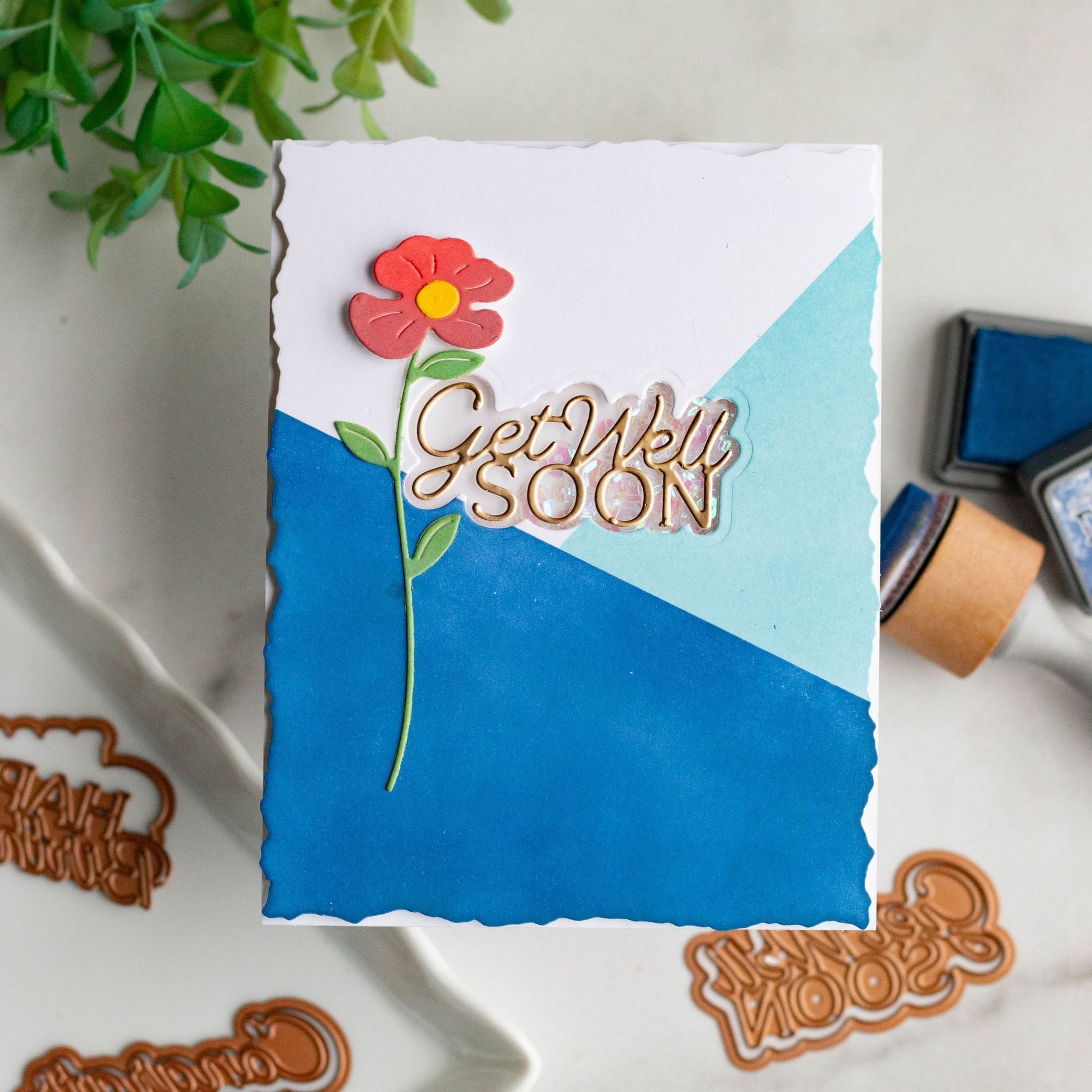 Spellbinders Leaf and Bloom Etched Dies s4-1512 get well soon