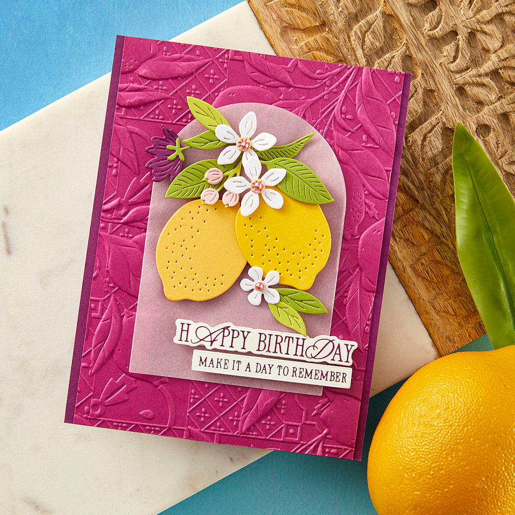 Spellbinders Lemon Fresco 3D Embossing Folder e3d-134 birthday