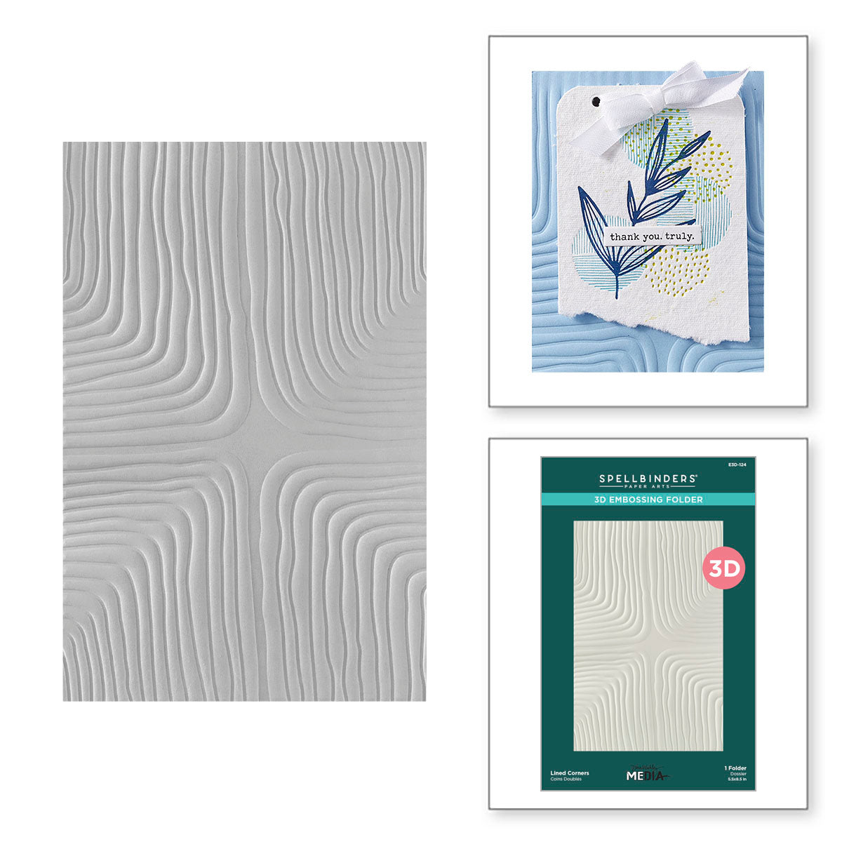 Spellbinders Lined Corners 3D Embossing Folder e3d-124