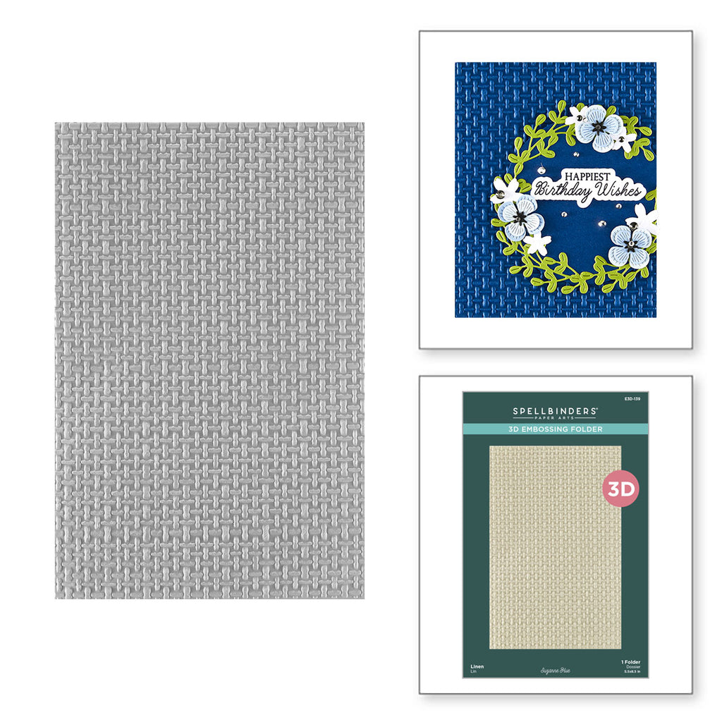 Spellbinders Linen 3D Embossing Folder e3d-139