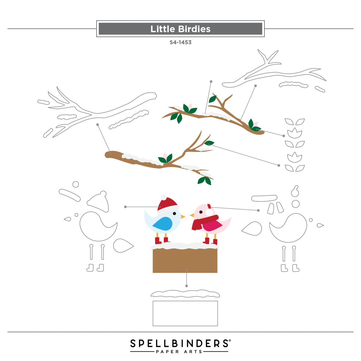 Spellbinders Little Birdies Etched Dies s4-1453 guide