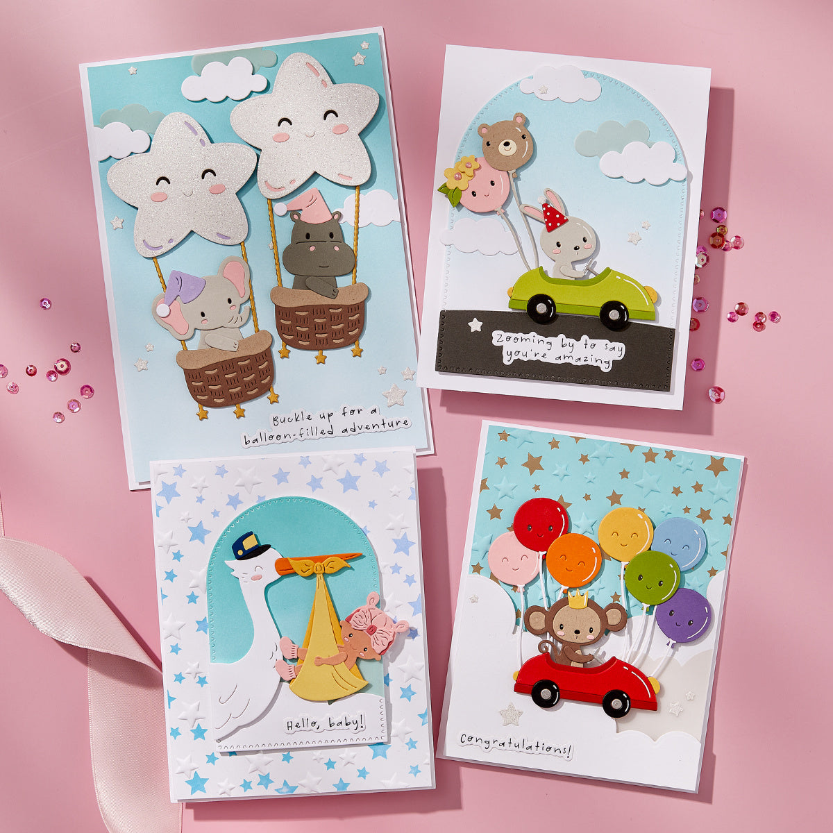 Spellbinders Little Smiles Sentiments BetterPress Plate and Die Set bp-270 cards