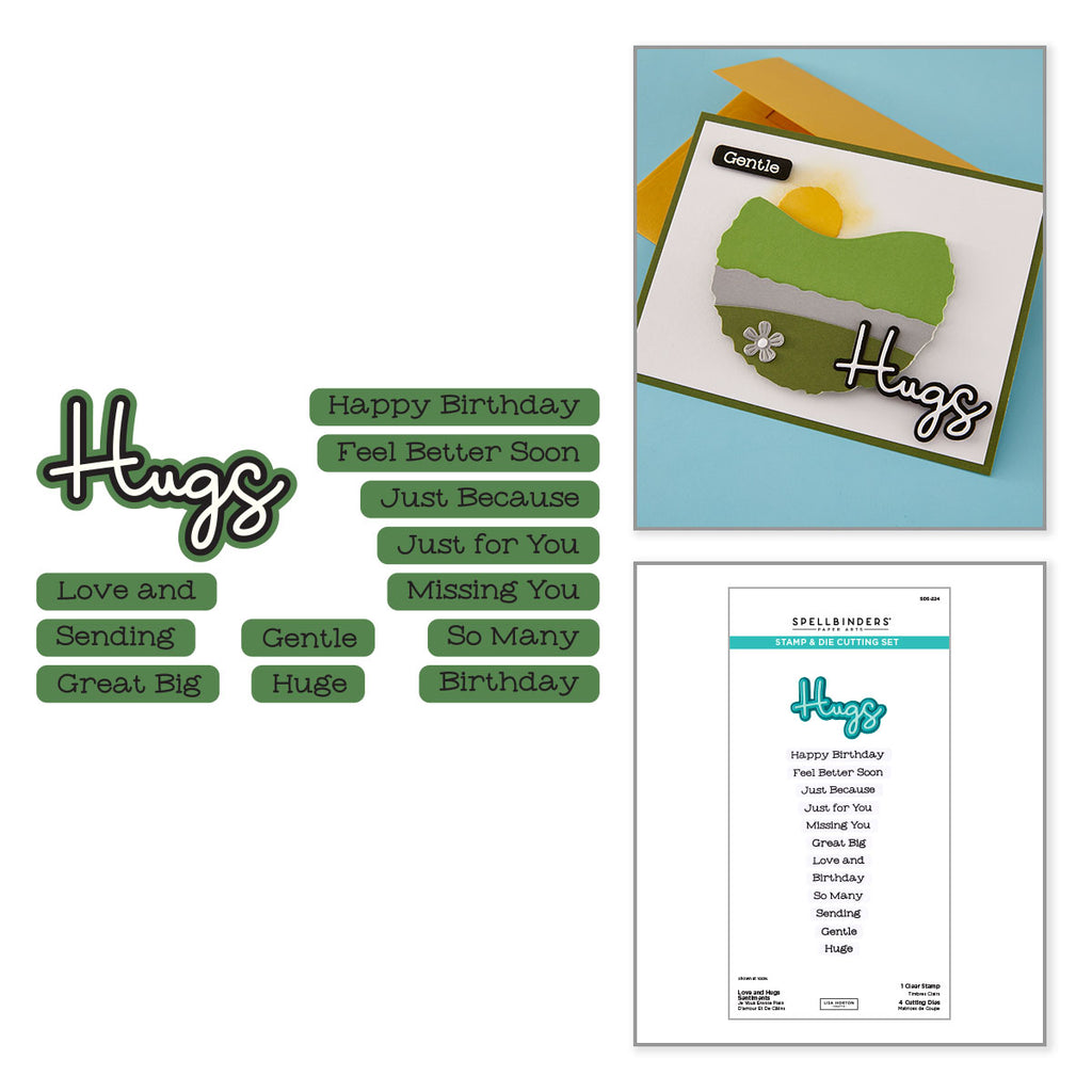 Spellbinders Love and Hugs Sentiments Clear Stamp and Die Set sds-224