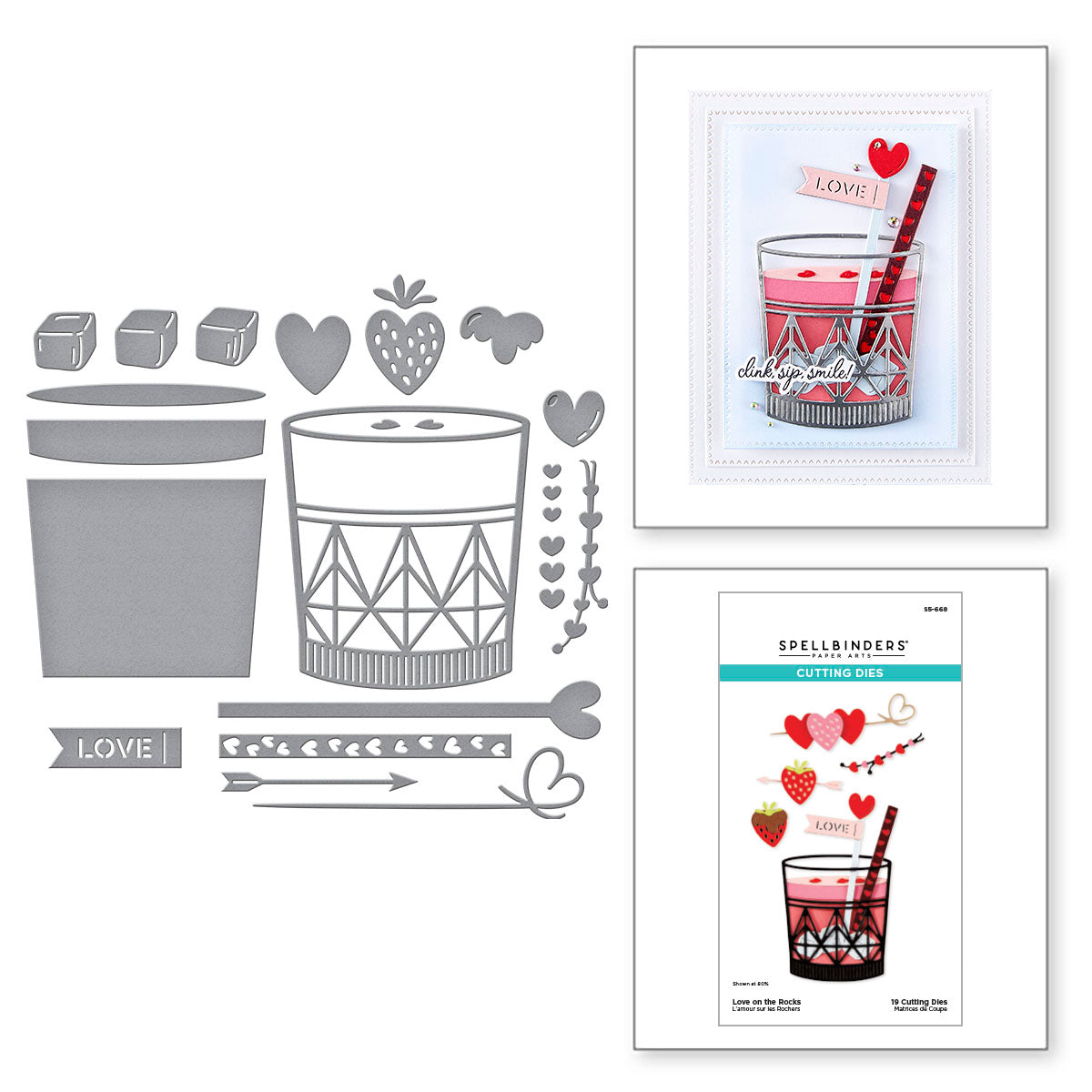 Spellbinders Love on the Rocks Etched Dies s5-668