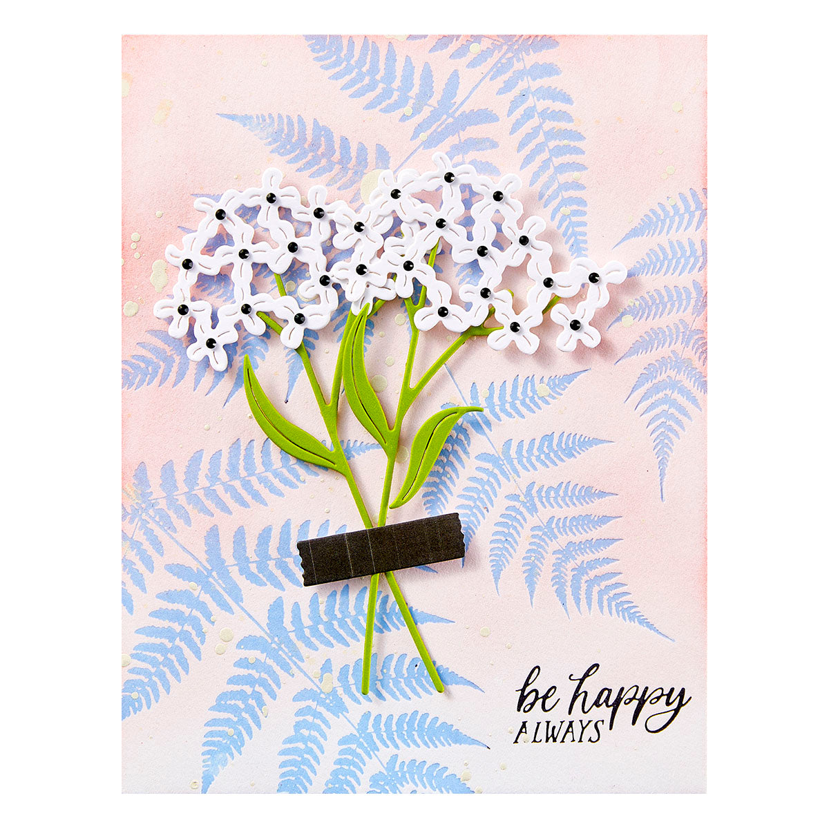 Spellbinders Lush Ferns BetterPress Plate bp-228 be happy