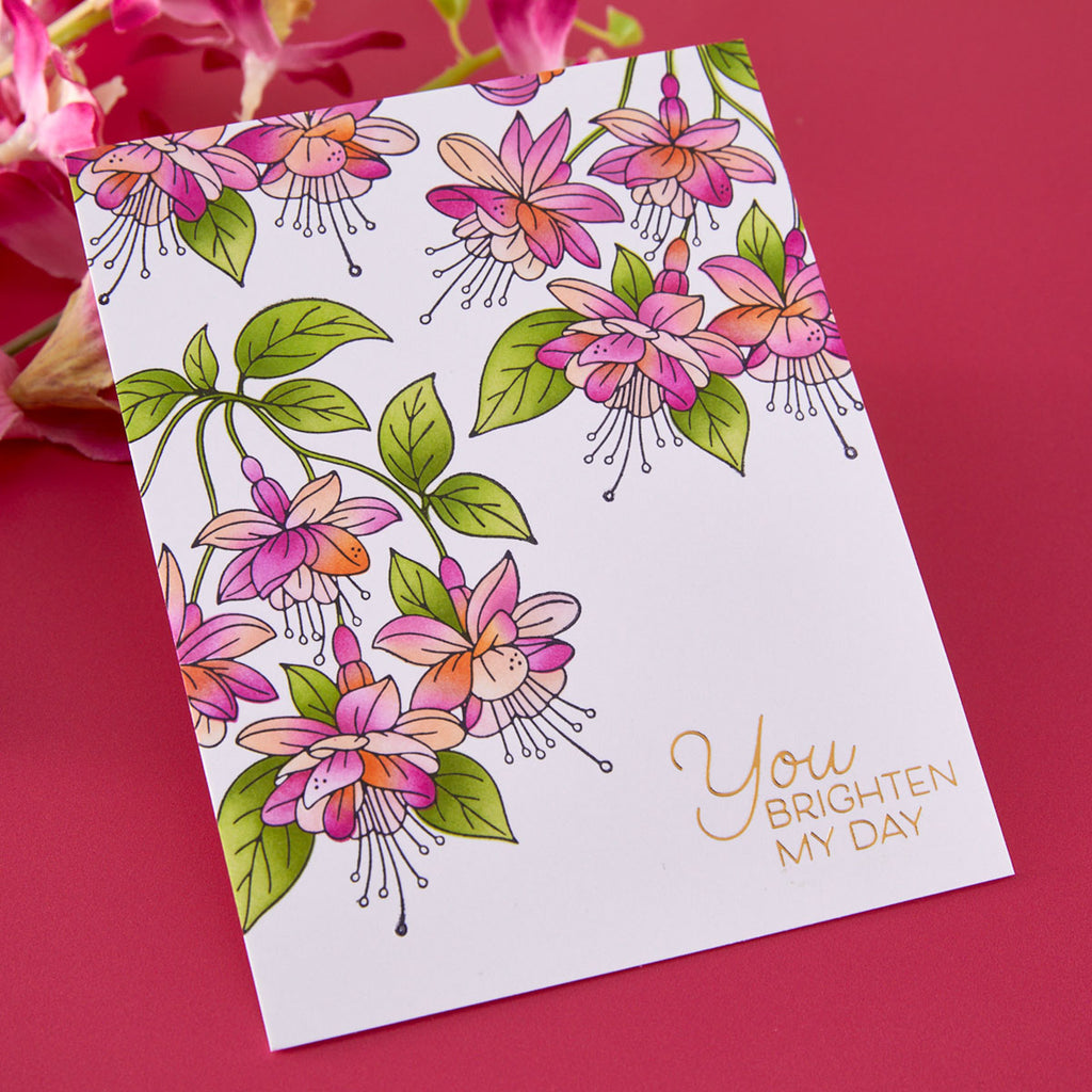 Spellbinders Magical Fuchsia Press and Foil Plate and Die Set bp-349 brighten my day