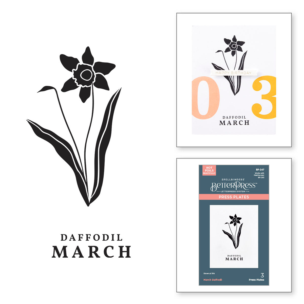 Spellbinders March Daffodil Press Plates bp-247