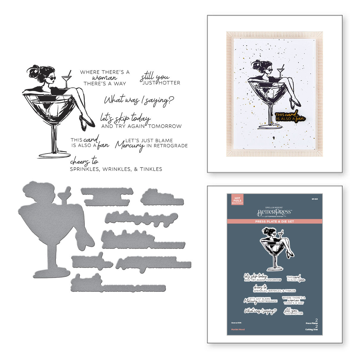 Spellbinders Martini Mood BetterPress Plate and Die Set bp-326